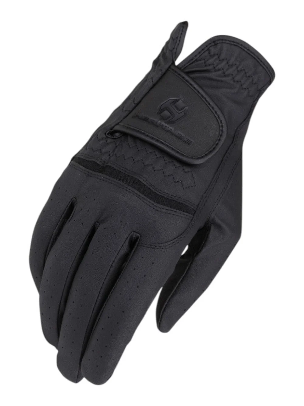 Heritage Black Leather Riding Gloves with Adjustable Strap